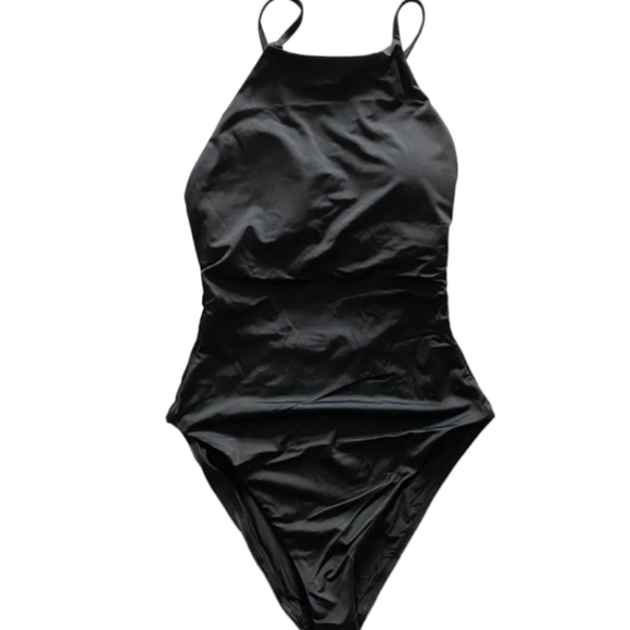 Andie Swim The Asbury One Piece Sleek Black Modest Adj Cross Straps  Size LG NWT - Picture 2 of 11